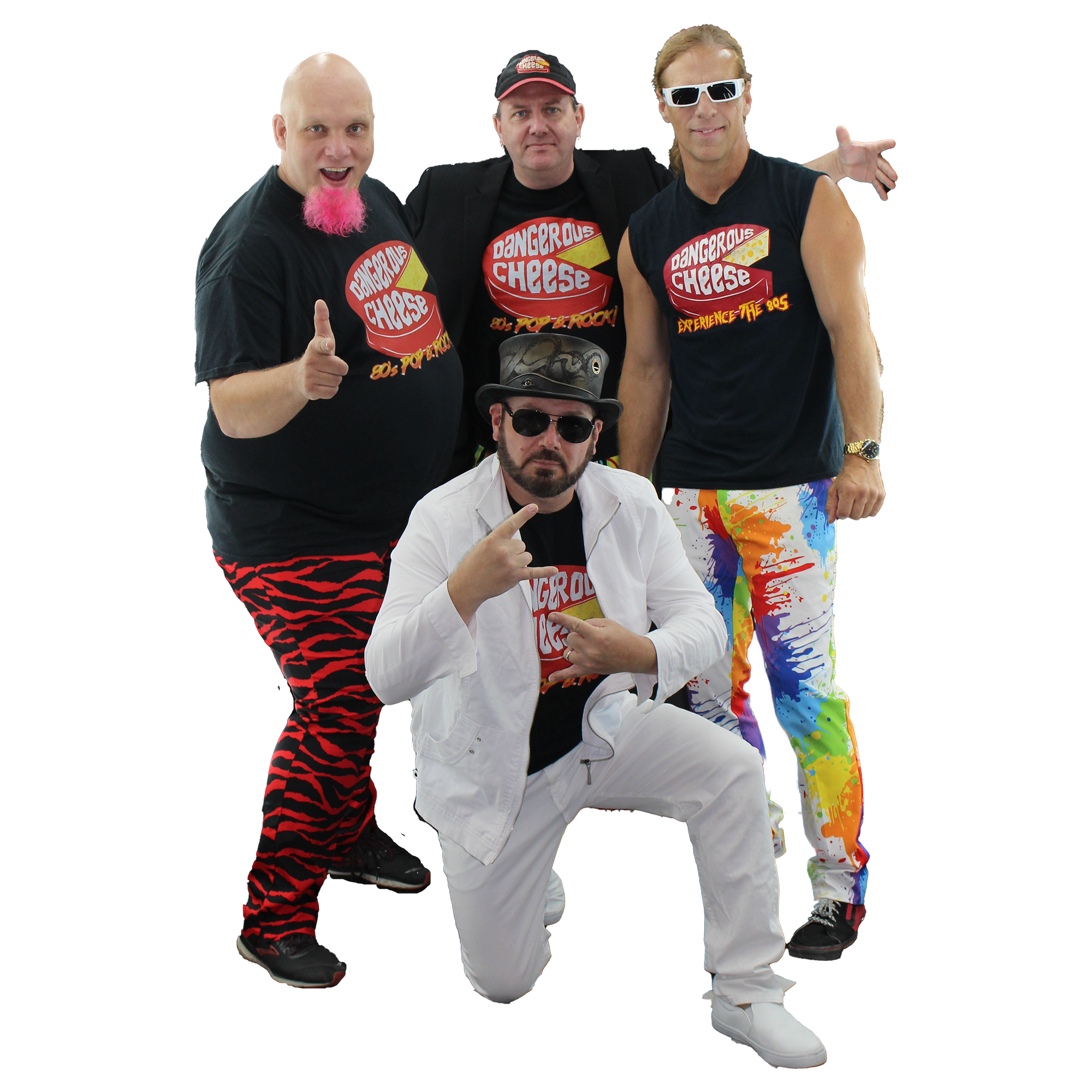 The four members of Dangerous Cheese, photographed together